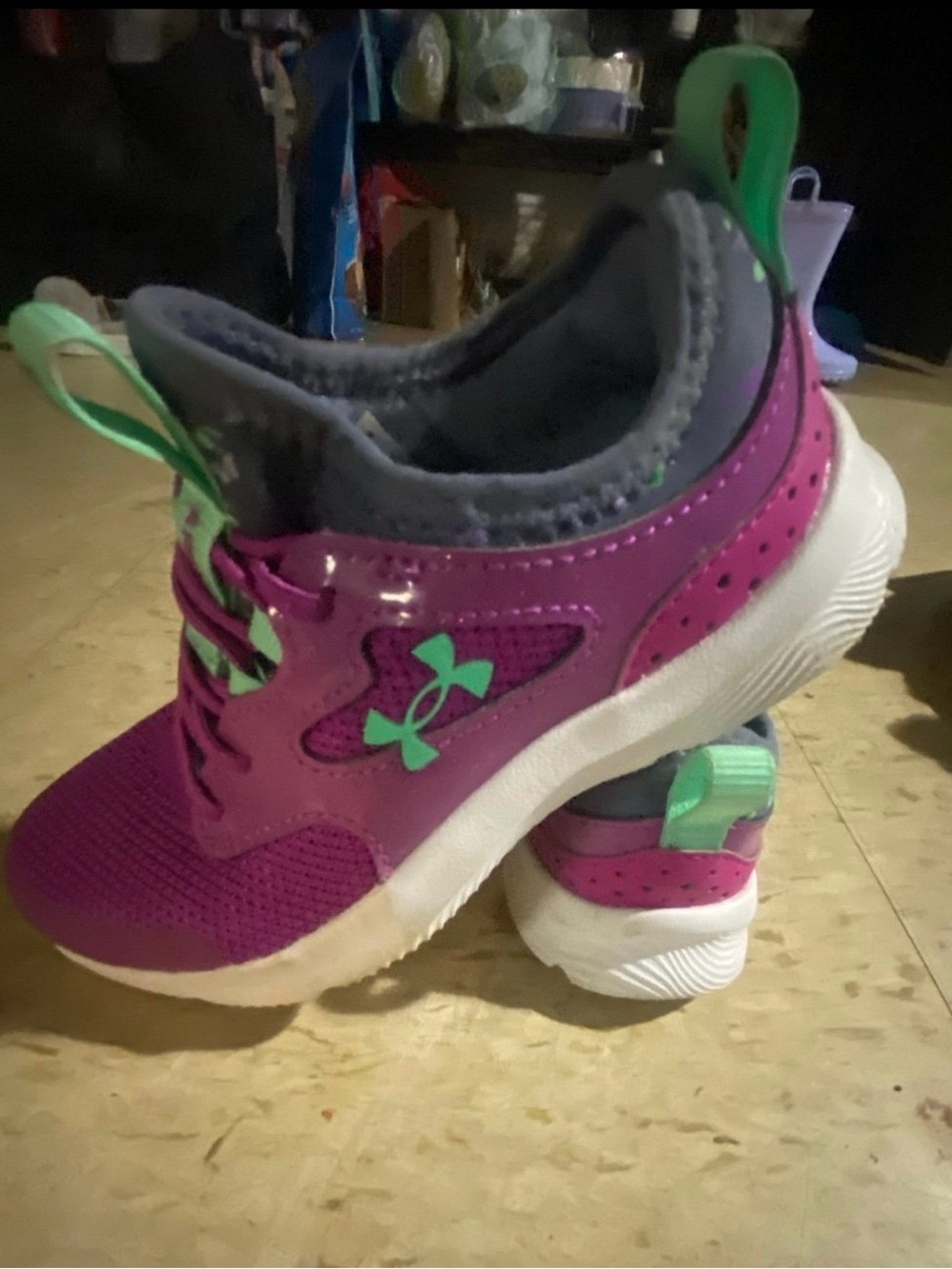 Under Armour Kids Purple and Mint Pull-on Sneakers